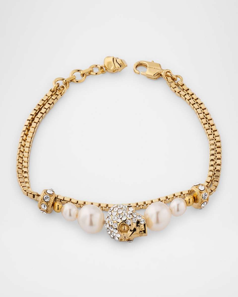 Pearly Skull Chain Bracelet